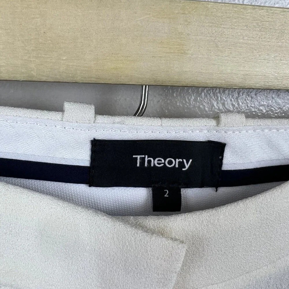 Theory Hartsdale Rosna Crepe Pants Size 2 Ivory Straight Leg Career Work Office - Picture 2 of 9
